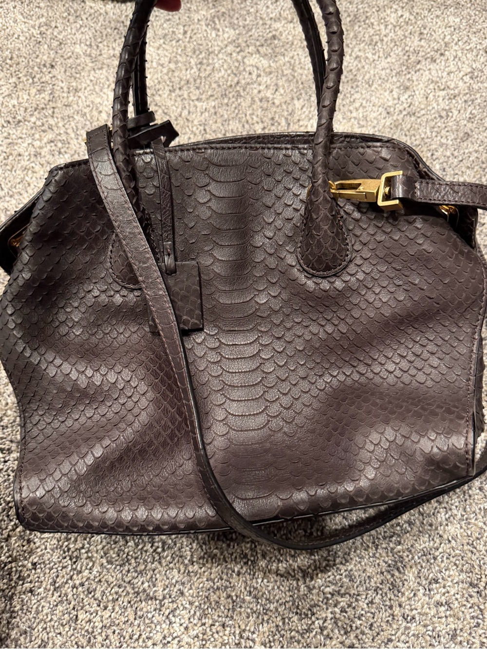 coccinelle Snakeskin-embossed leather shoulder bag EUC - Picture 8 of 8